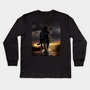 black panther in the rainforest Kids Long Sleeve T-Shirt